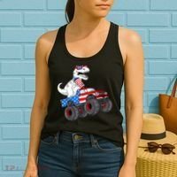4th Of July T Rex Dino Trex Dinosaur Monster Truck Fireworks Women's Tank Top thumb 2