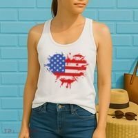 4th Of July American Flag Patriotic I Heart The USA Women's Tank Top thumb 2