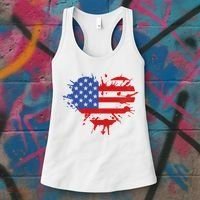 4th Of July American Flag Patriotic I Heart The USA Women's Tank Top thumb 3