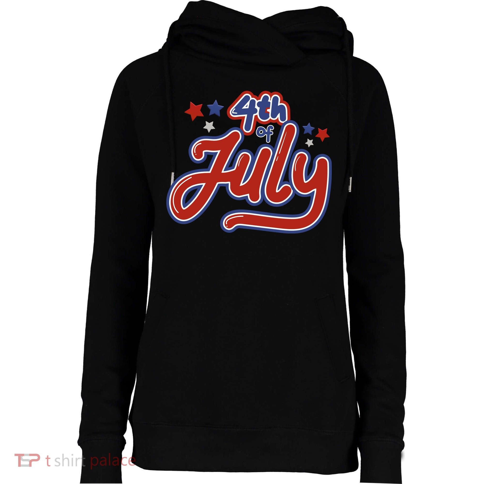 4th Of July Holiday Celebration Womens Funnel Neck Pullover Hood