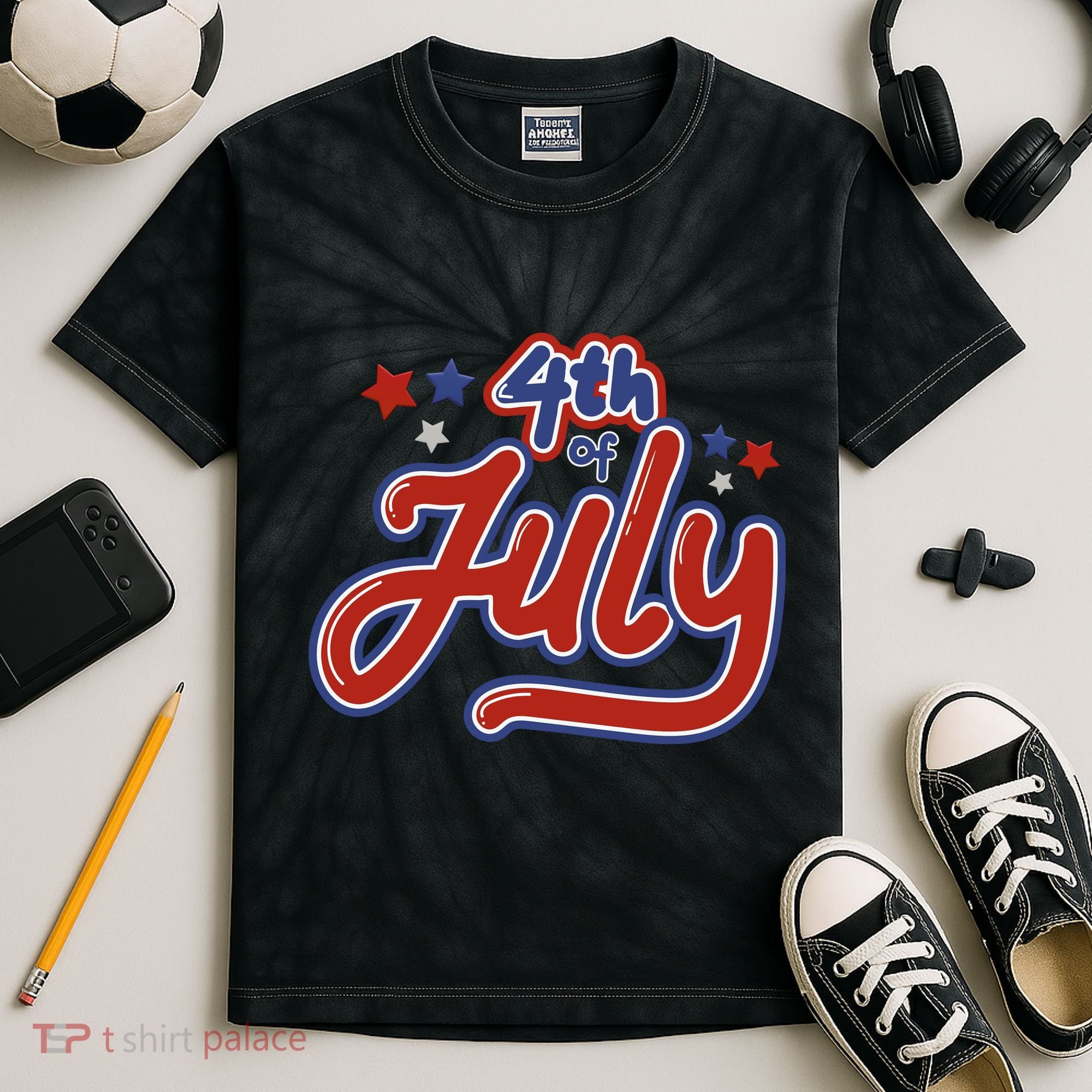 4th Of July Holiday Celebration Kids Tie-Dye T-Shirt