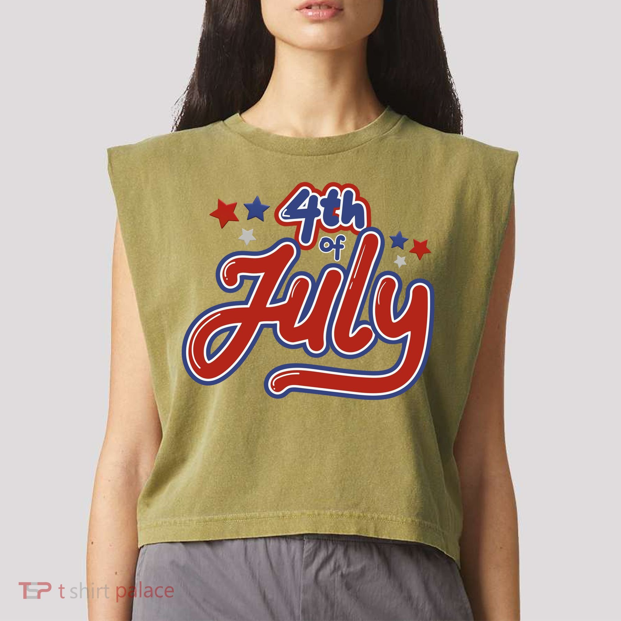 4th Of July Holiday Celebration Garment-Dyed Women's Muscle Tee