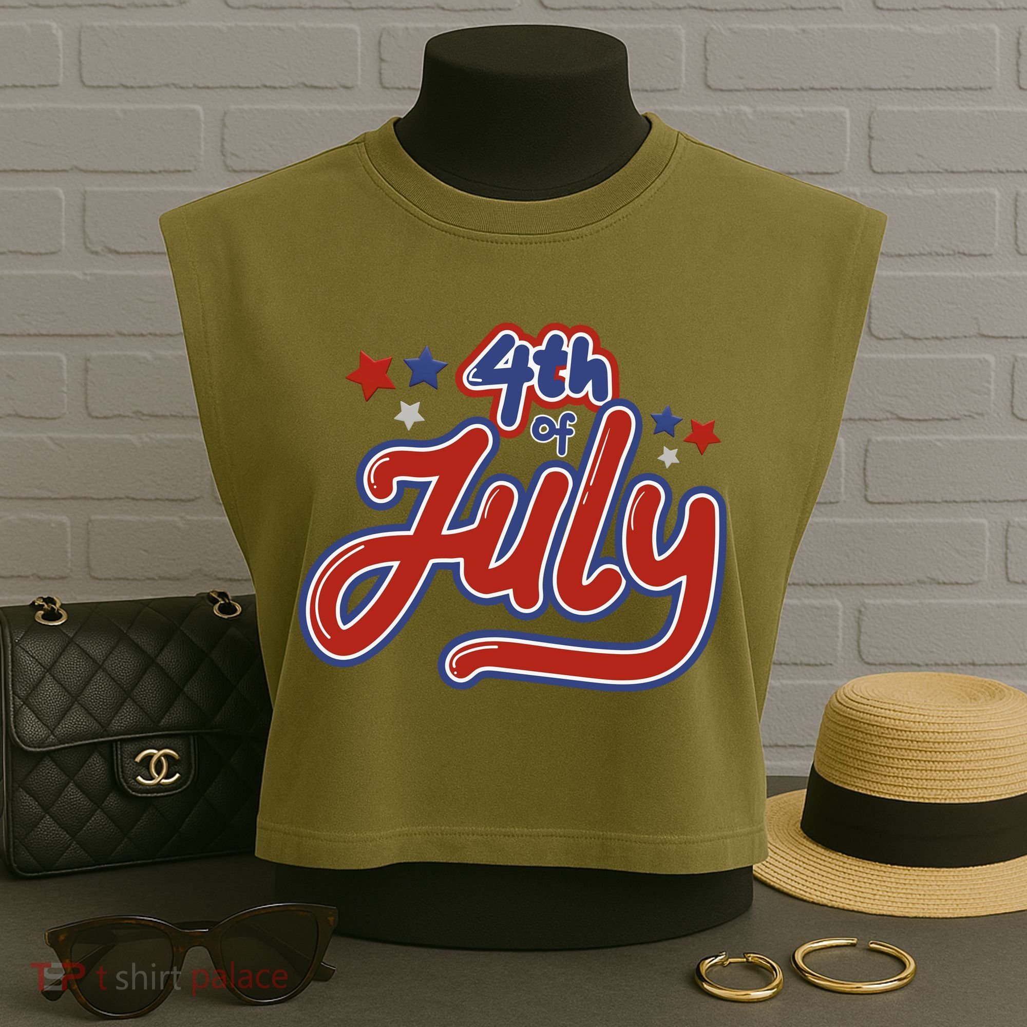 4th Of July Holiday Celebration Garment-Dyed Women's Muscle Tee