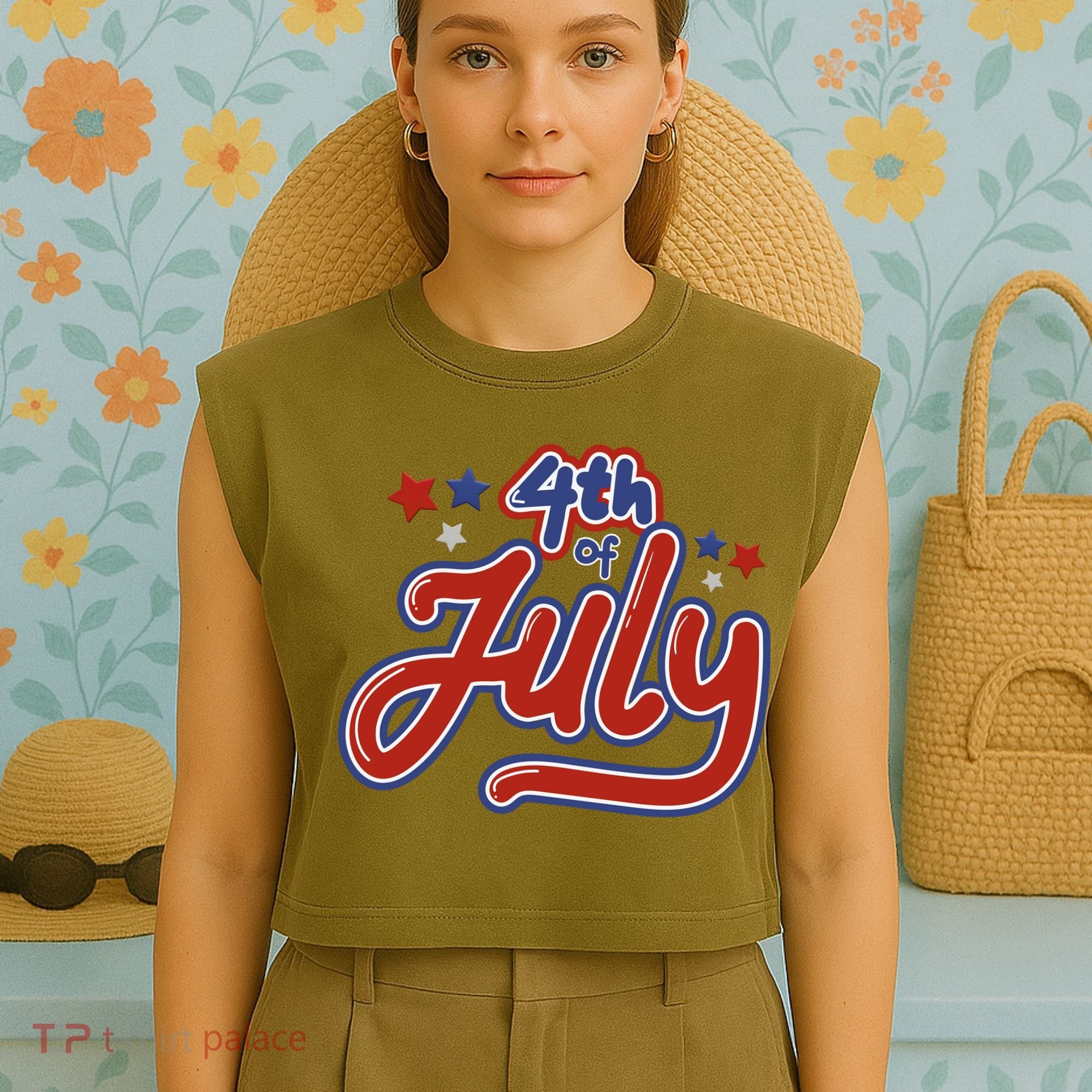 4th Of July Holiday Celebration Garment-Dyed Women's Muscle Tee