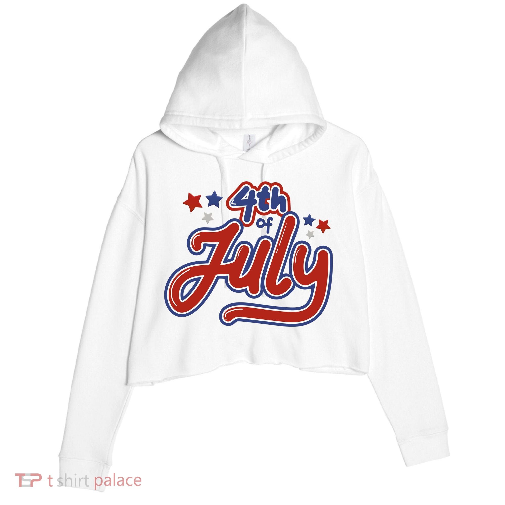 4th Of July Holiday Celebration Crop Fleece Hoodie