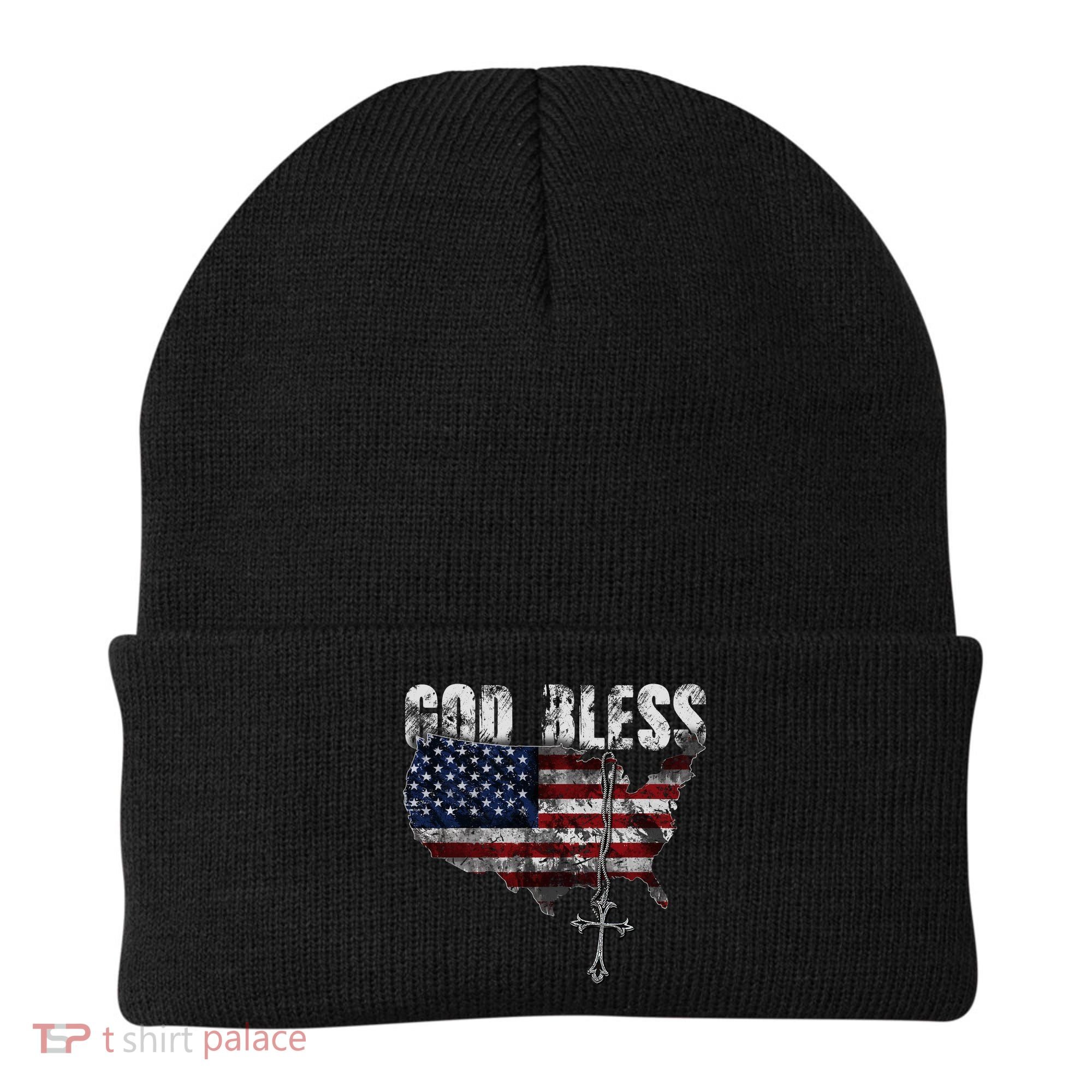 4th Of July American Flag God Bless America Beanie