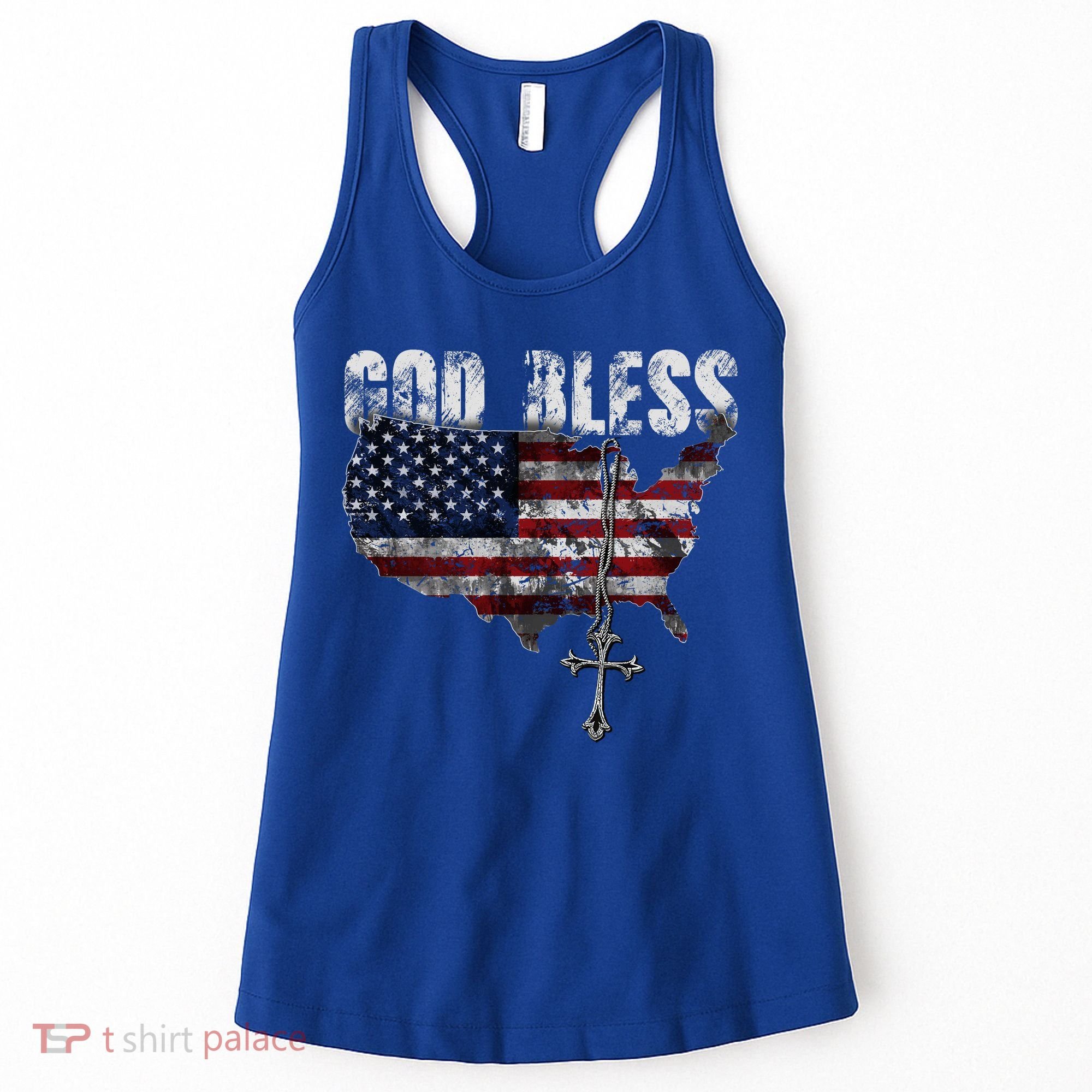 4th Of July American Flag God Bless America Women's Tank Top