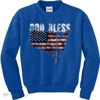 4th Of July American Flag God Bless America Kids Sweatshirt thumb 0