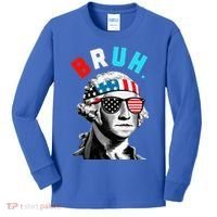 4th Of July 2024 George Washington Bruh Kids Long Sleeve Shirt thumb 0