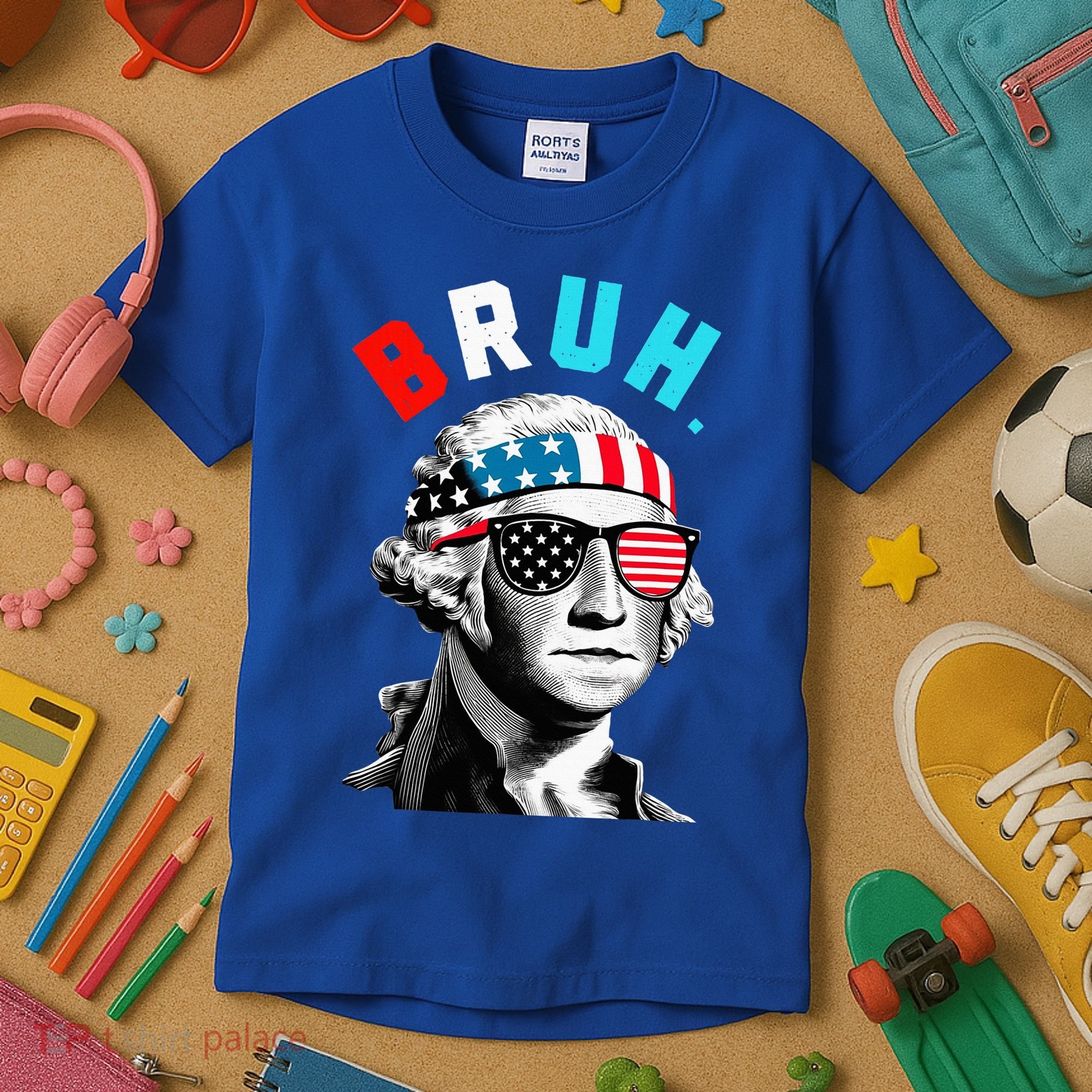 4th Of July 2024 George Washington Bruh Kids T-Shirt