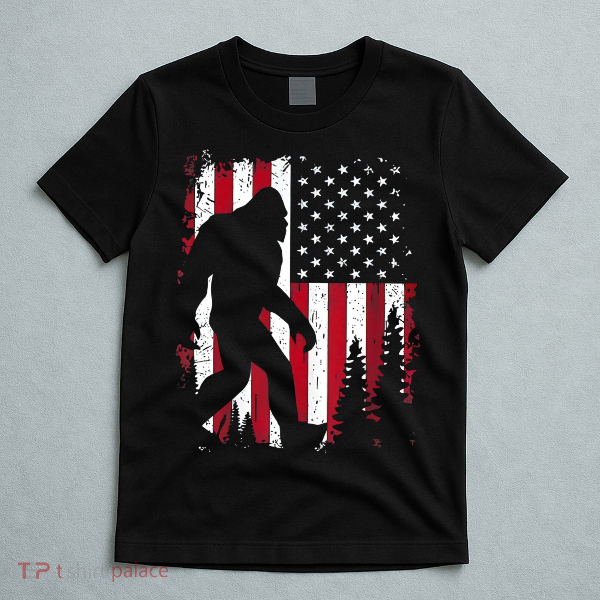 4th Of July Bigfoot Sasquatch American Flag Patriotic T-Shirt