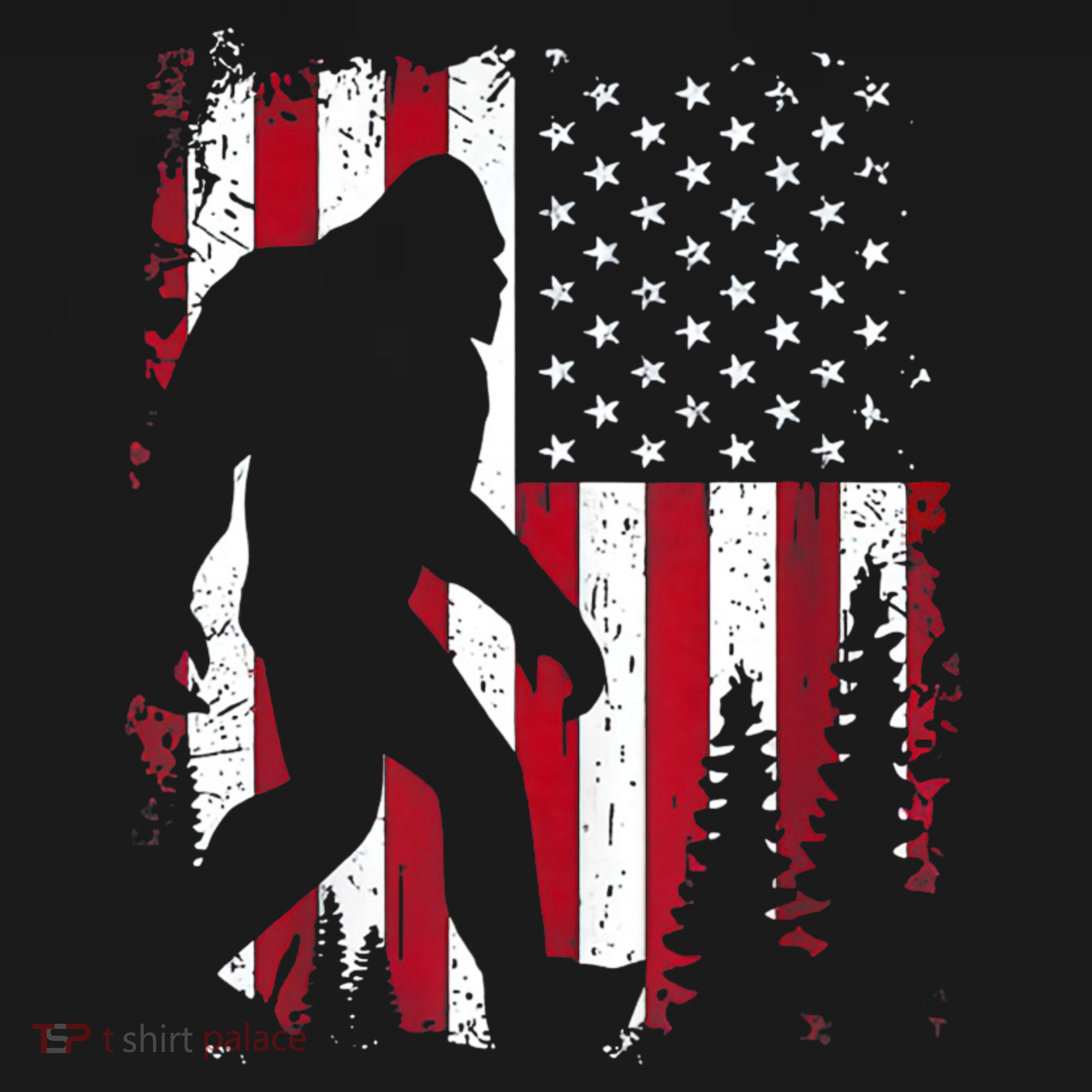 4th Of July Bigfoot Sasquatch American Flag Patriotic T-Shirt