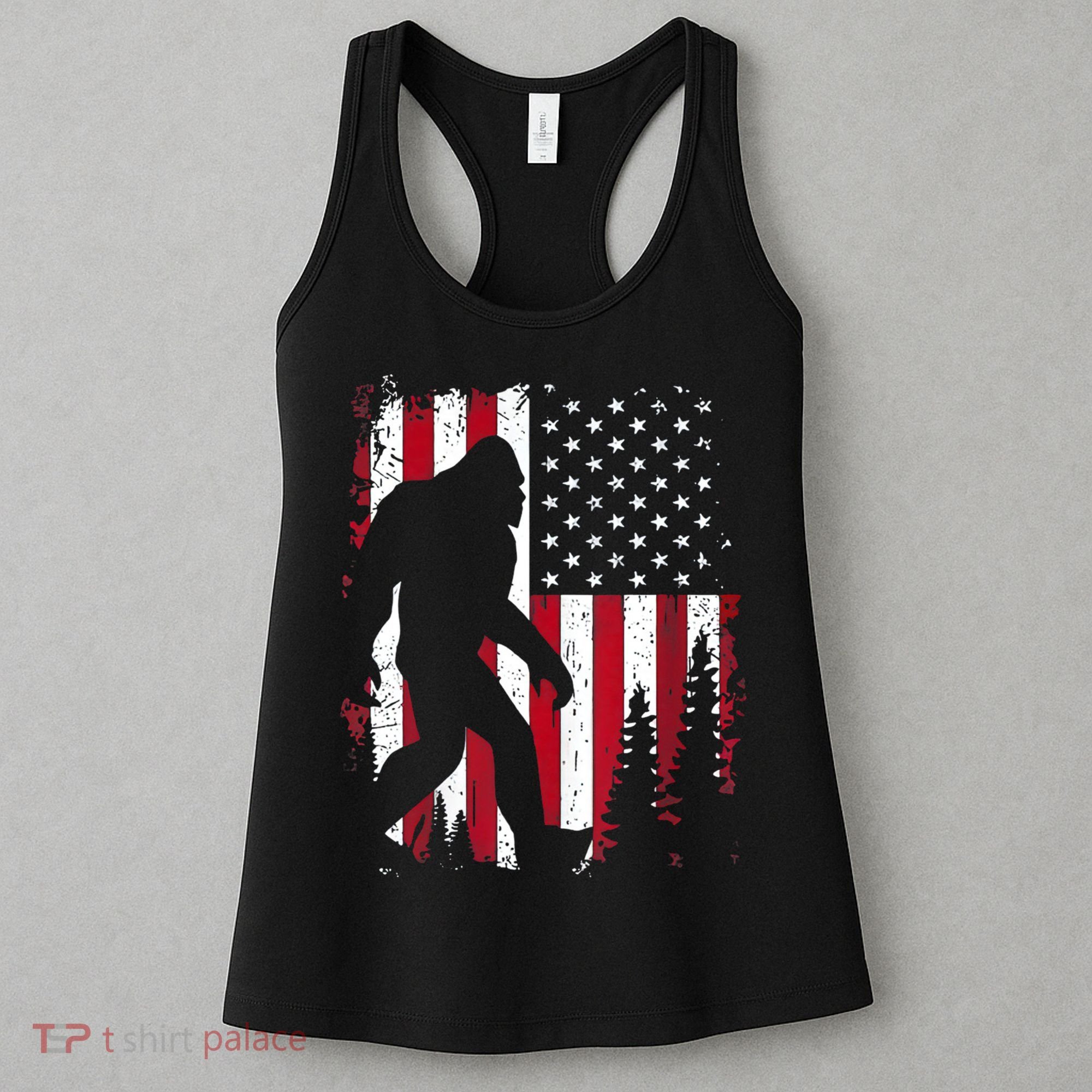4th Of July Bigfoot Sasquatch American Flag Patriotic Women's Tank Top