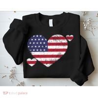 4th Of July American Heart Flag Sweatshirt thumb 2