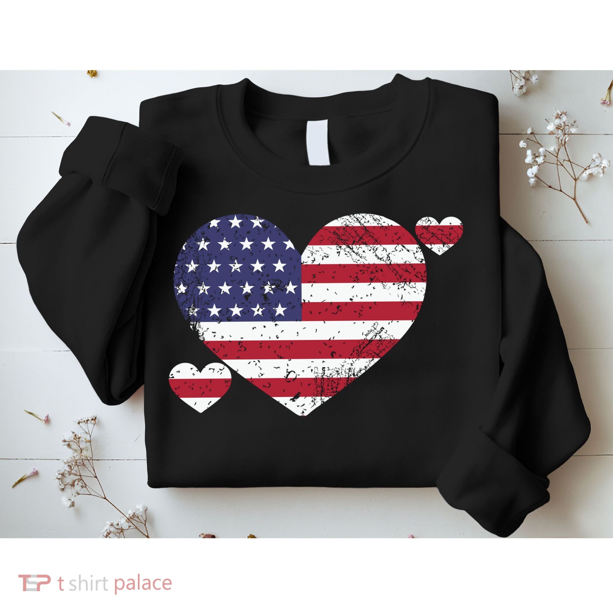 4th Of July American Heart Flag Sweatshirt