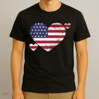 4th Of July American Heart Flag T-Shirt thumb 3
