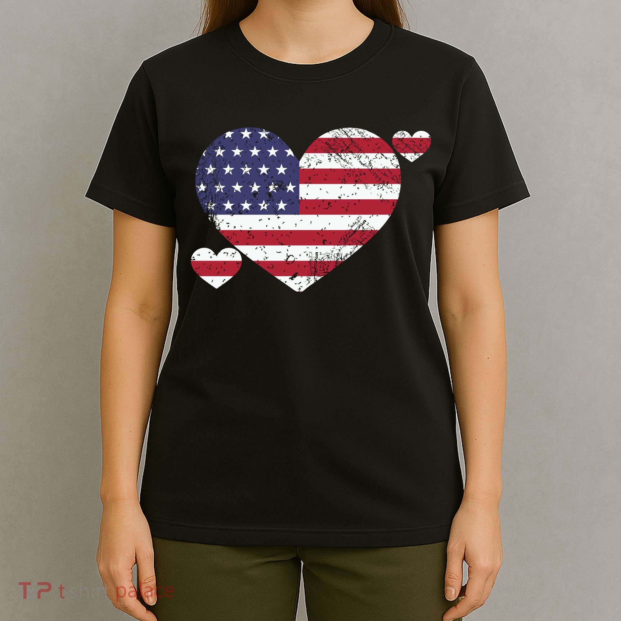 4th Of July American Heart Flag T-Shirt