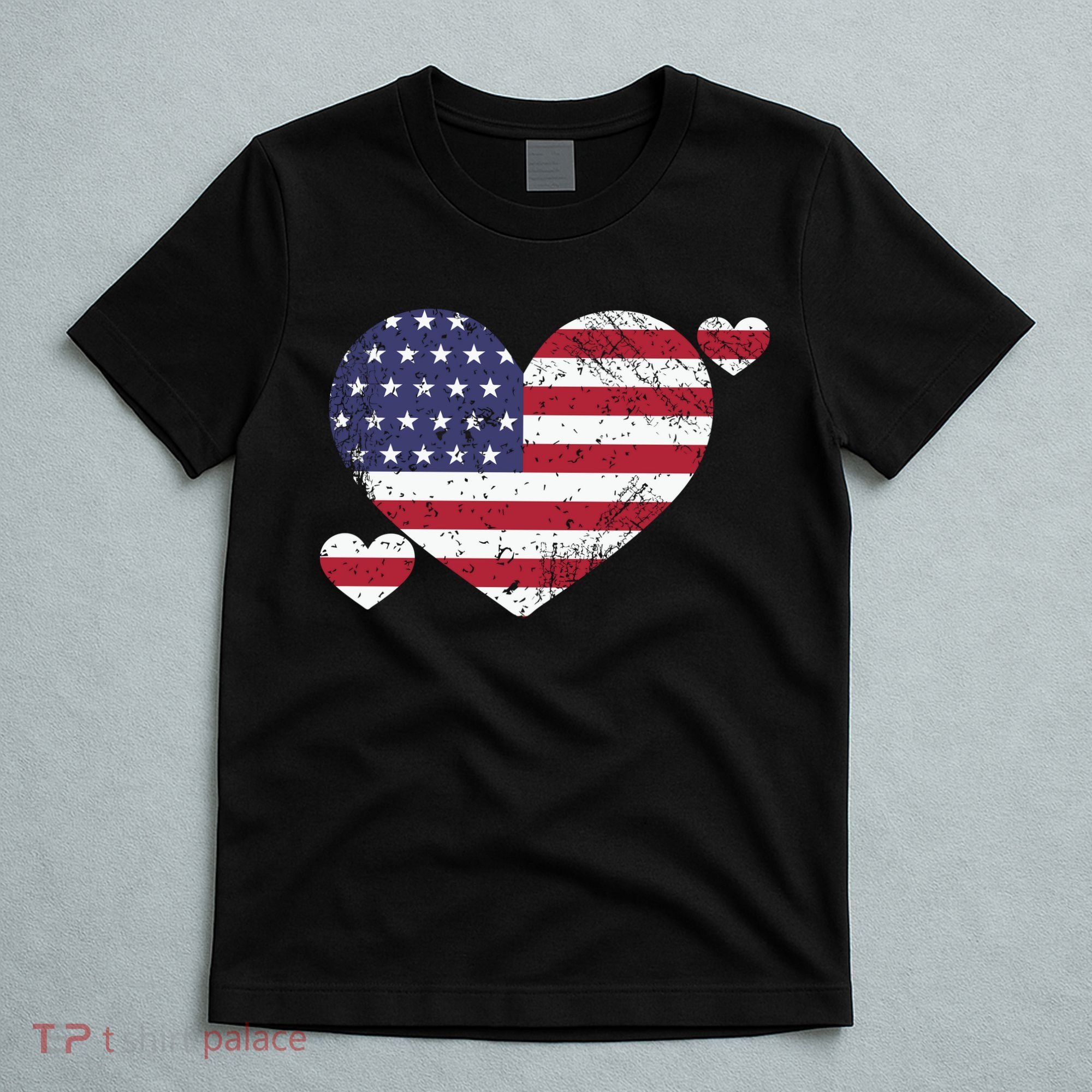 4th Of July American Heart Flag T-Shirt