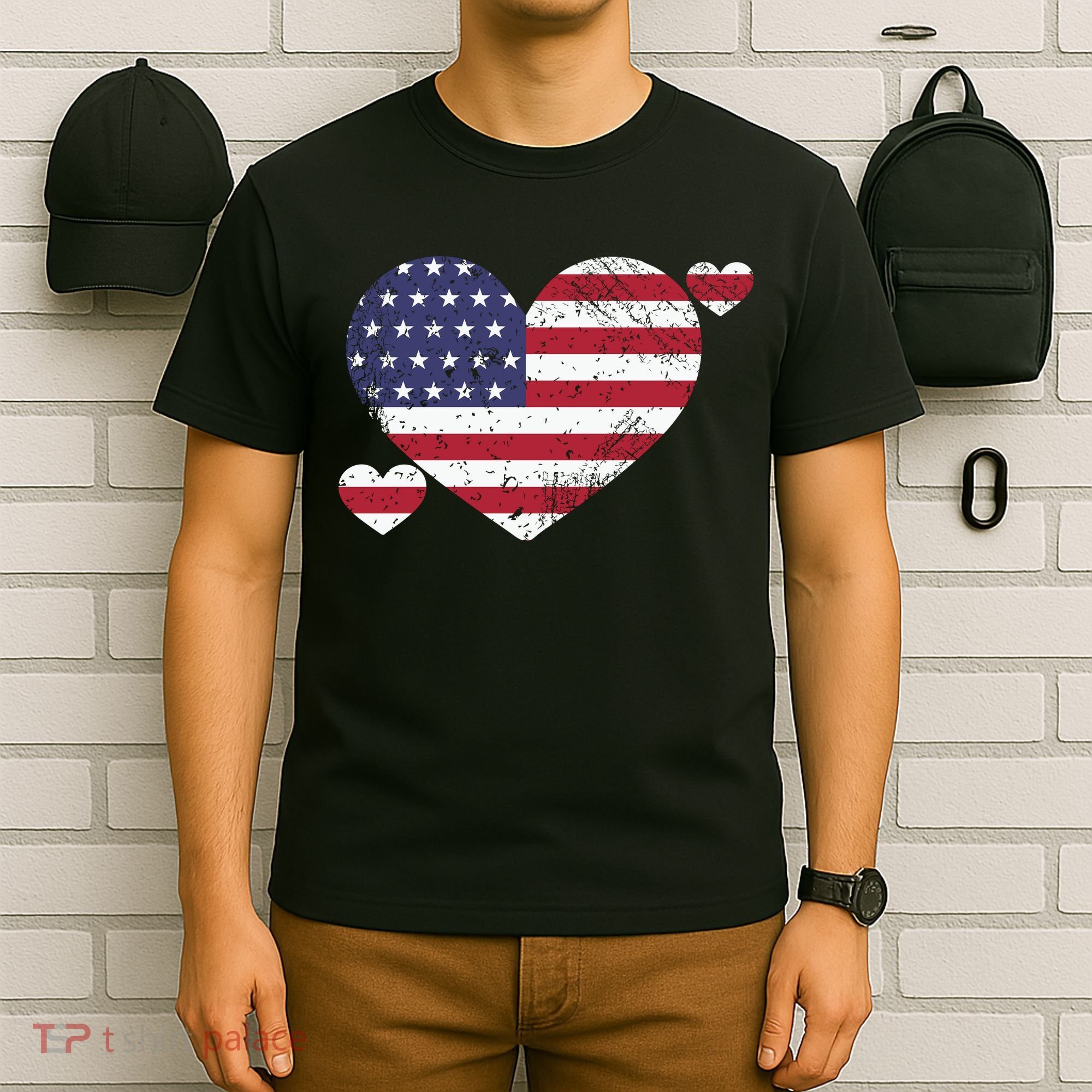 4th Of July American Heart Flag T-Shirt