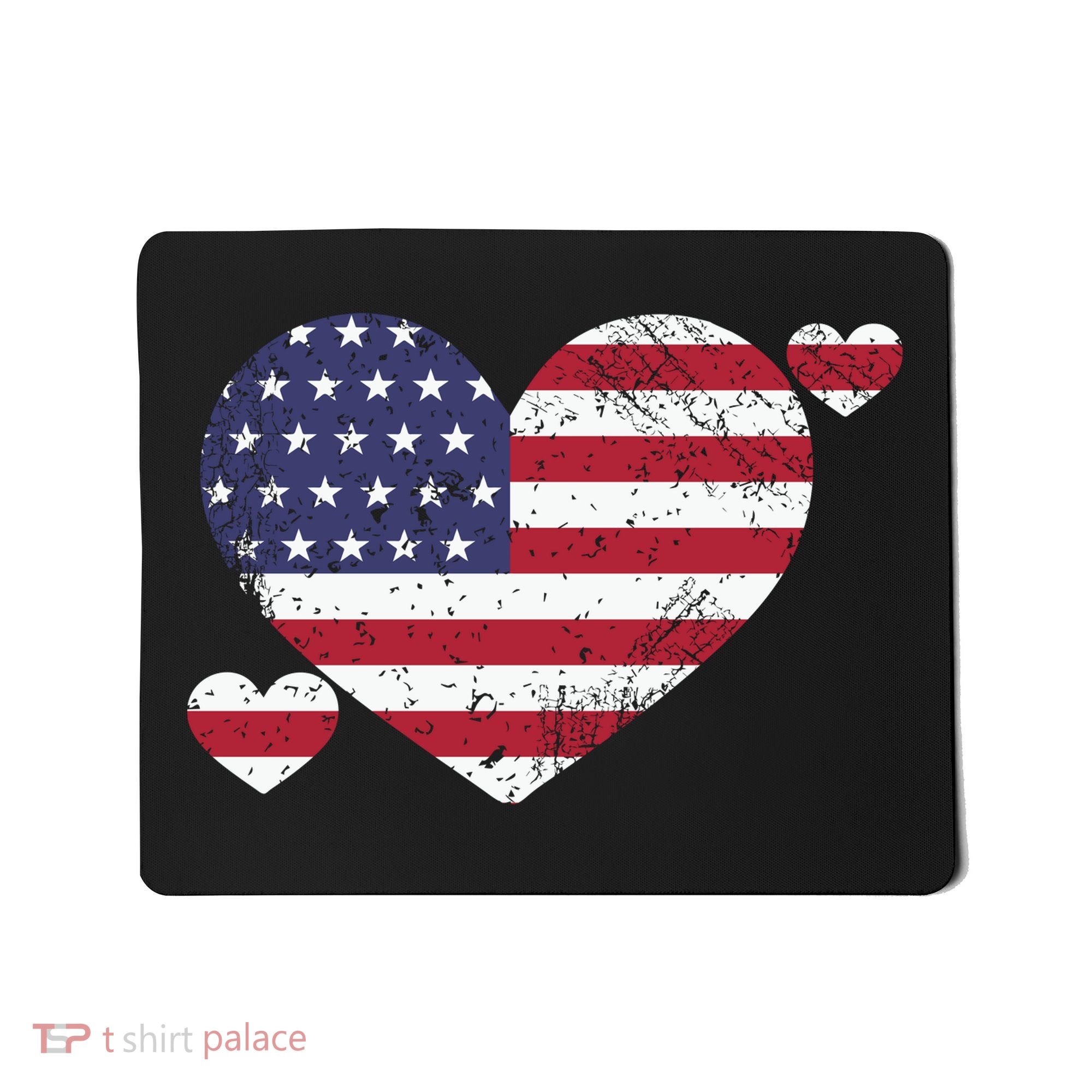 4th Of July American Heart Flag Mousepad