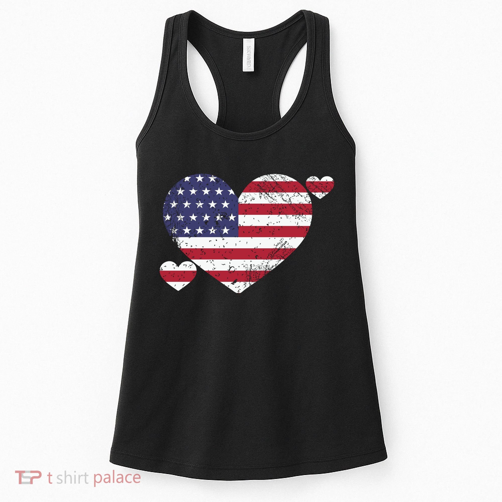 4th Of July American Heart Flag Women's Tank Top