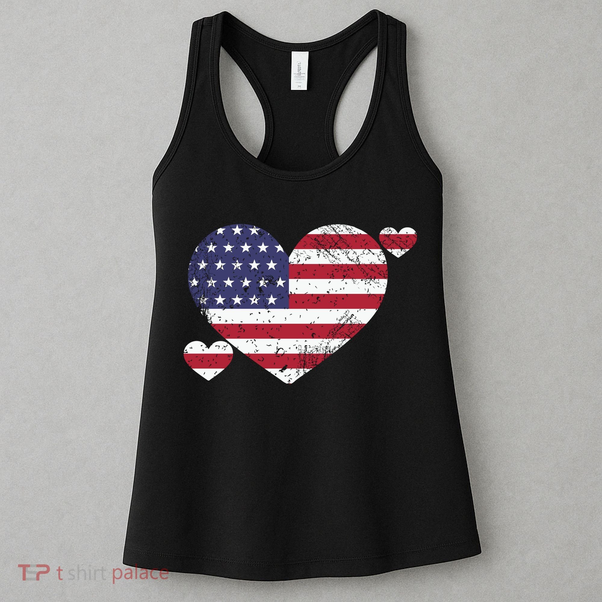 4th Of July American Heart Flag Women's Tank Top