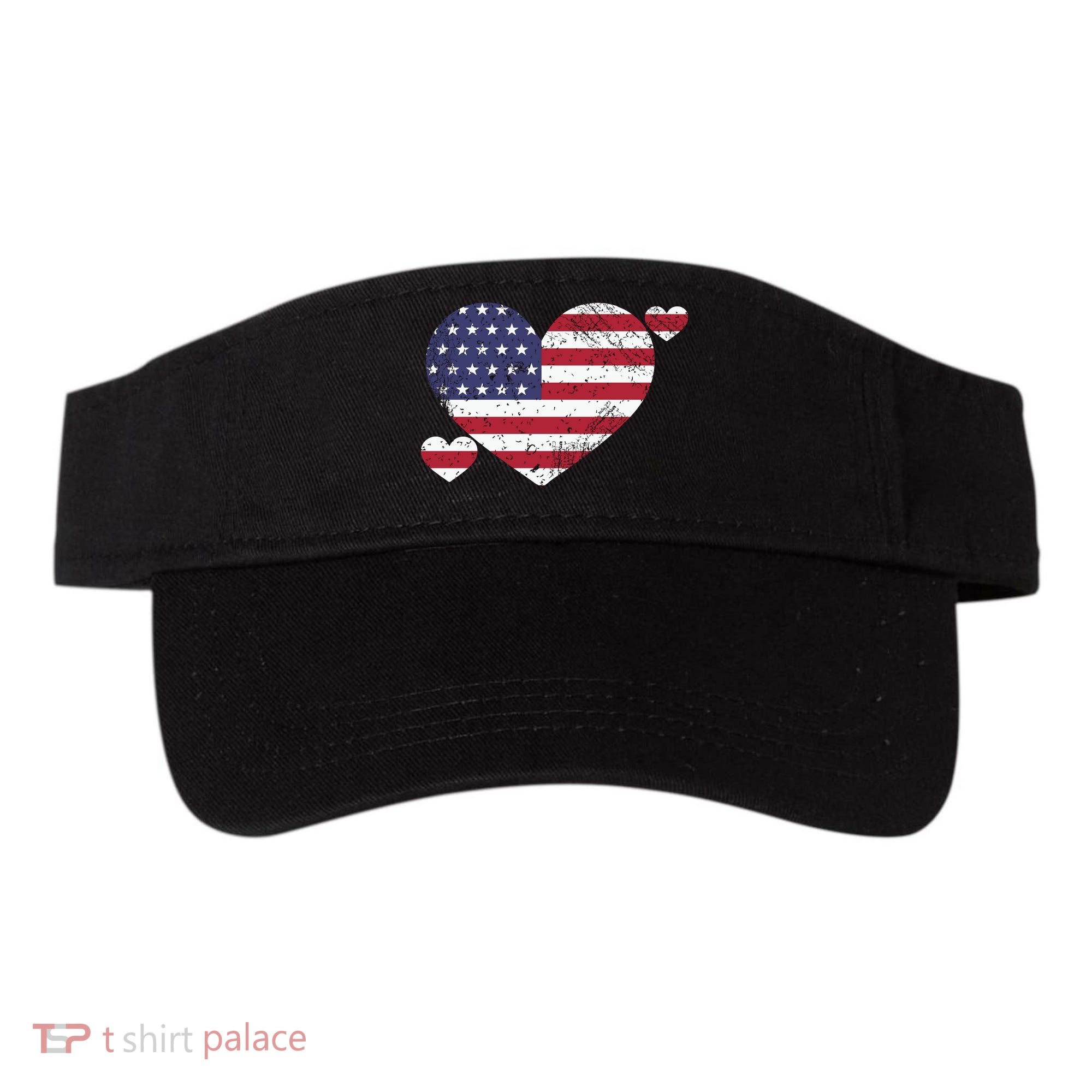 4th Of July American Heart Flag Visor