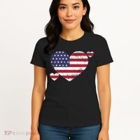 4th Of July American Heart Flag Women's T-Shirt thumb 4