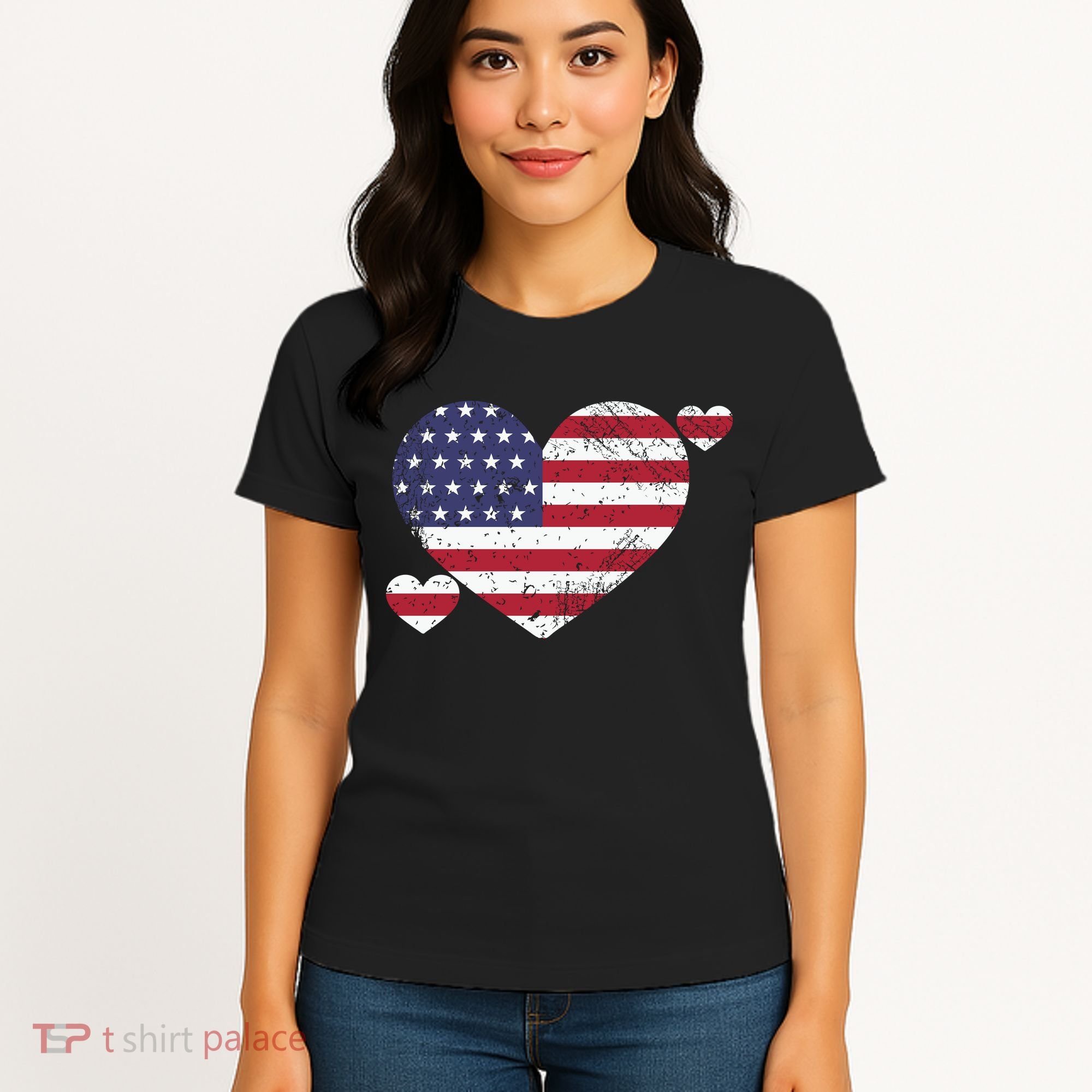 4th Of July American Heart Flag Women's T-Shirt