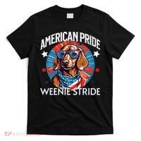 4th of July Funny Dachsund Weiner Dog Weenie USA America T-Shirt thumb 0
