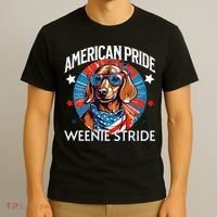 4th of July Funny Dachsund Weiner Dog Weenie USA America T-Shirt thumb 3