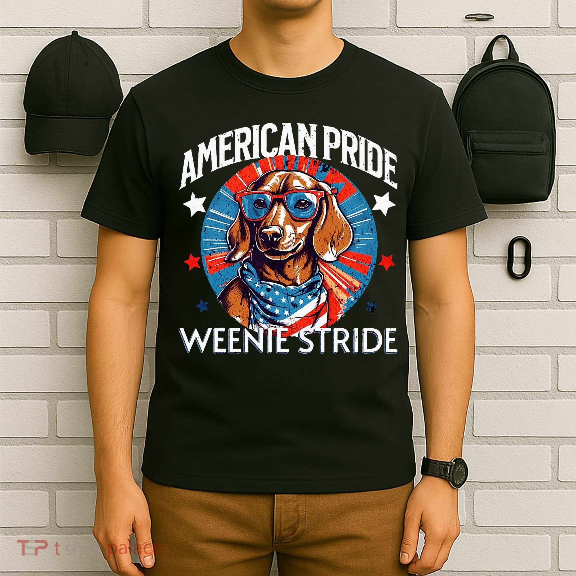 4th of July Funny Dachsund Weiner Dog Weenie USA America T-Shirt