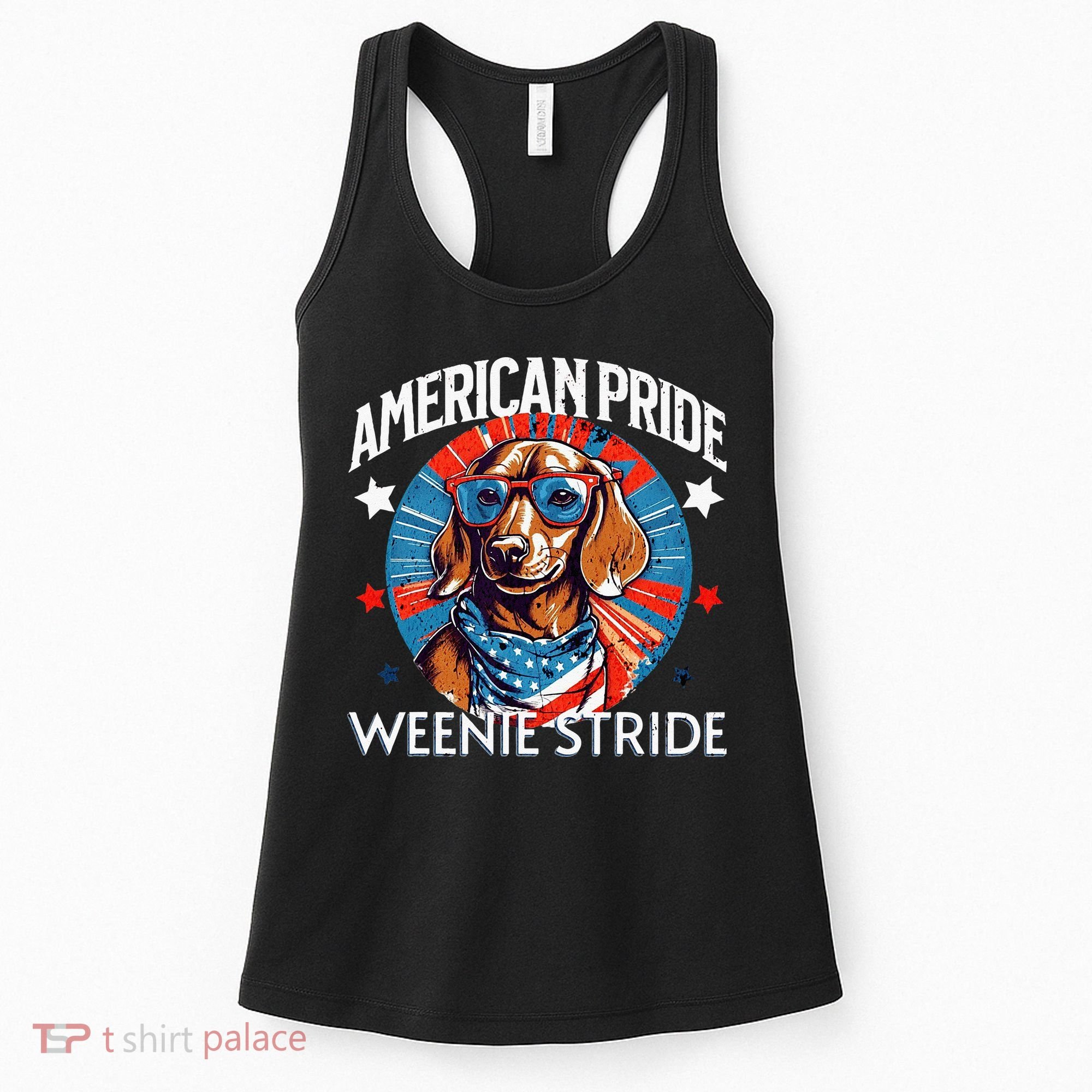 4th of July Funny Dachsund Weiner Dog Weenie USA America Women's Tank Top