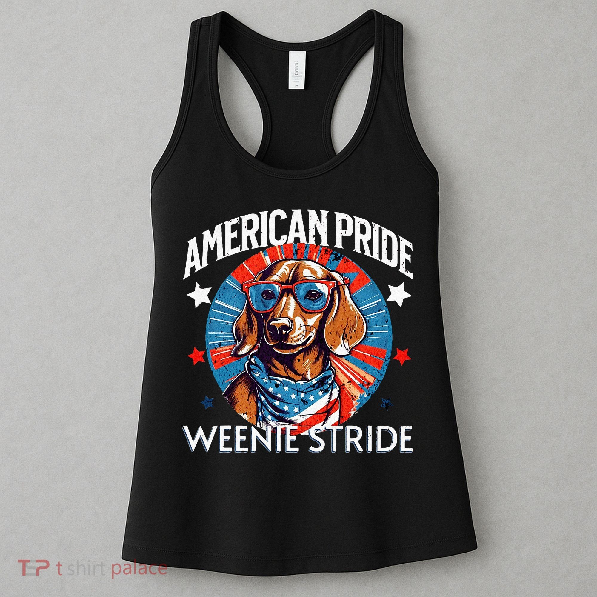 4th of July Funny Dachsund Weiner Dog Weenie USA America Women's Tank Top