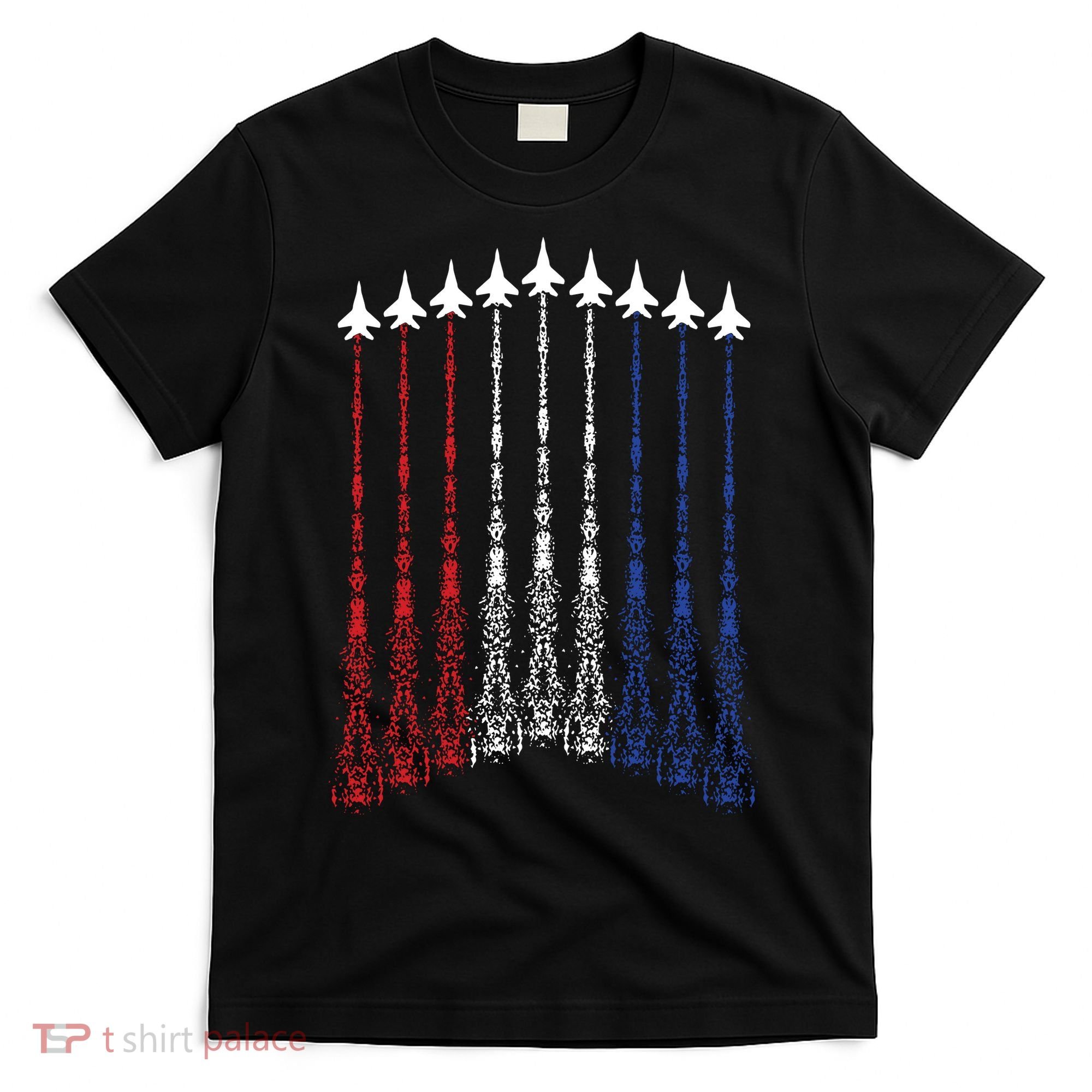 4th Of July Fighter Jet Airplane Red White Blue In The Sky T-Shirt