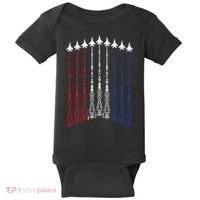 4th Of July Fighter Jet Airplane Red White Blue In The Sky Baby Bodysuit thumb 0