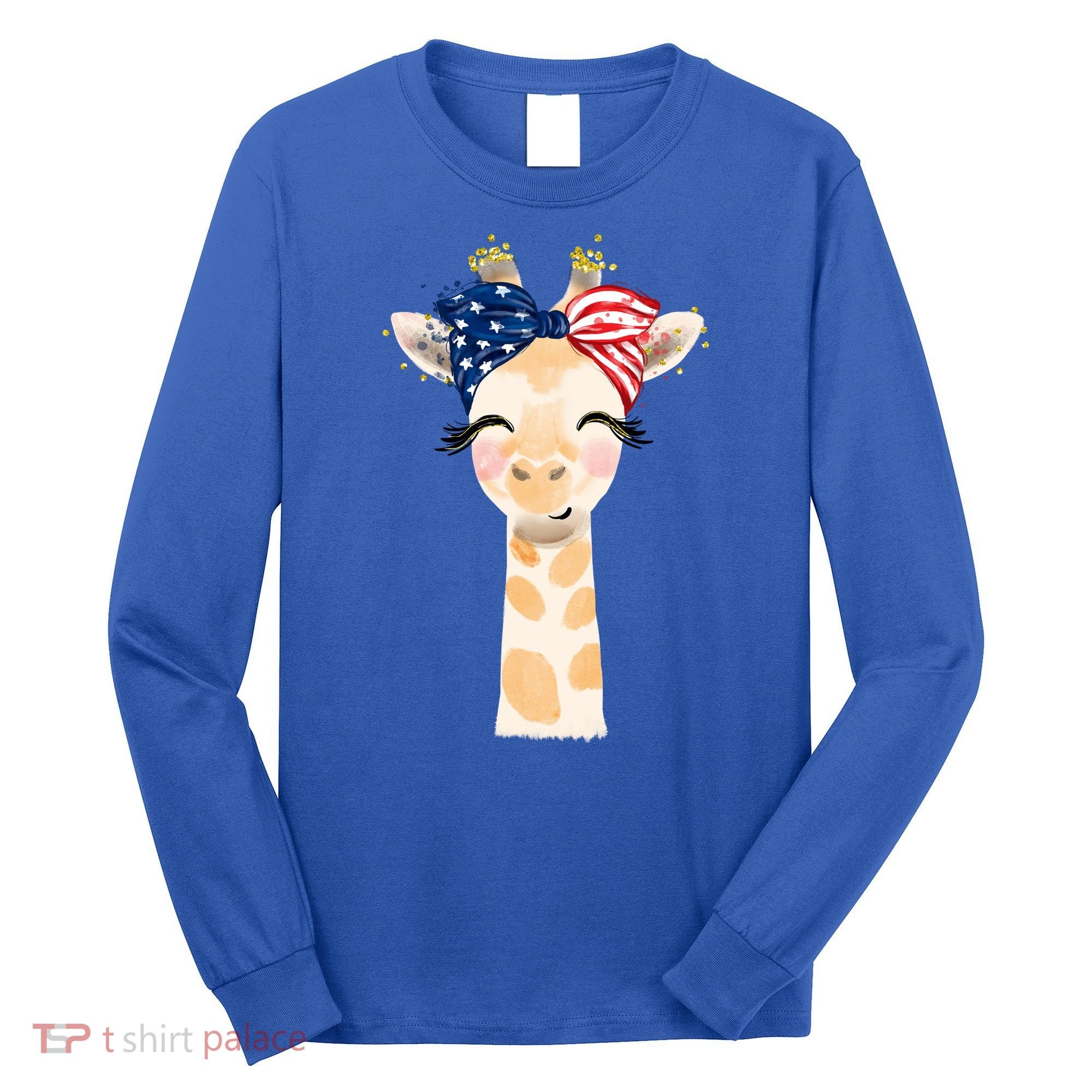 4th Of July Usa Giraffe Cute Long Sleeve Shirt