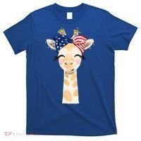 4th Of July Usa Giraffe Cute T-Shirt thumb 0