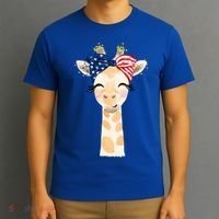 4th Of July Usa Giraffe Cute T-Shirt thumb 3