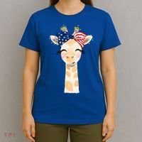 4th Of July Usa Giraffe Cute T-Shirt thumb 4