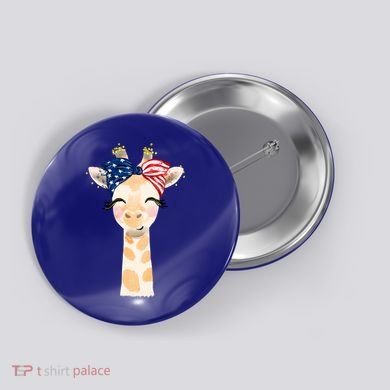 4th Of July Usa Giraffe Cute Button