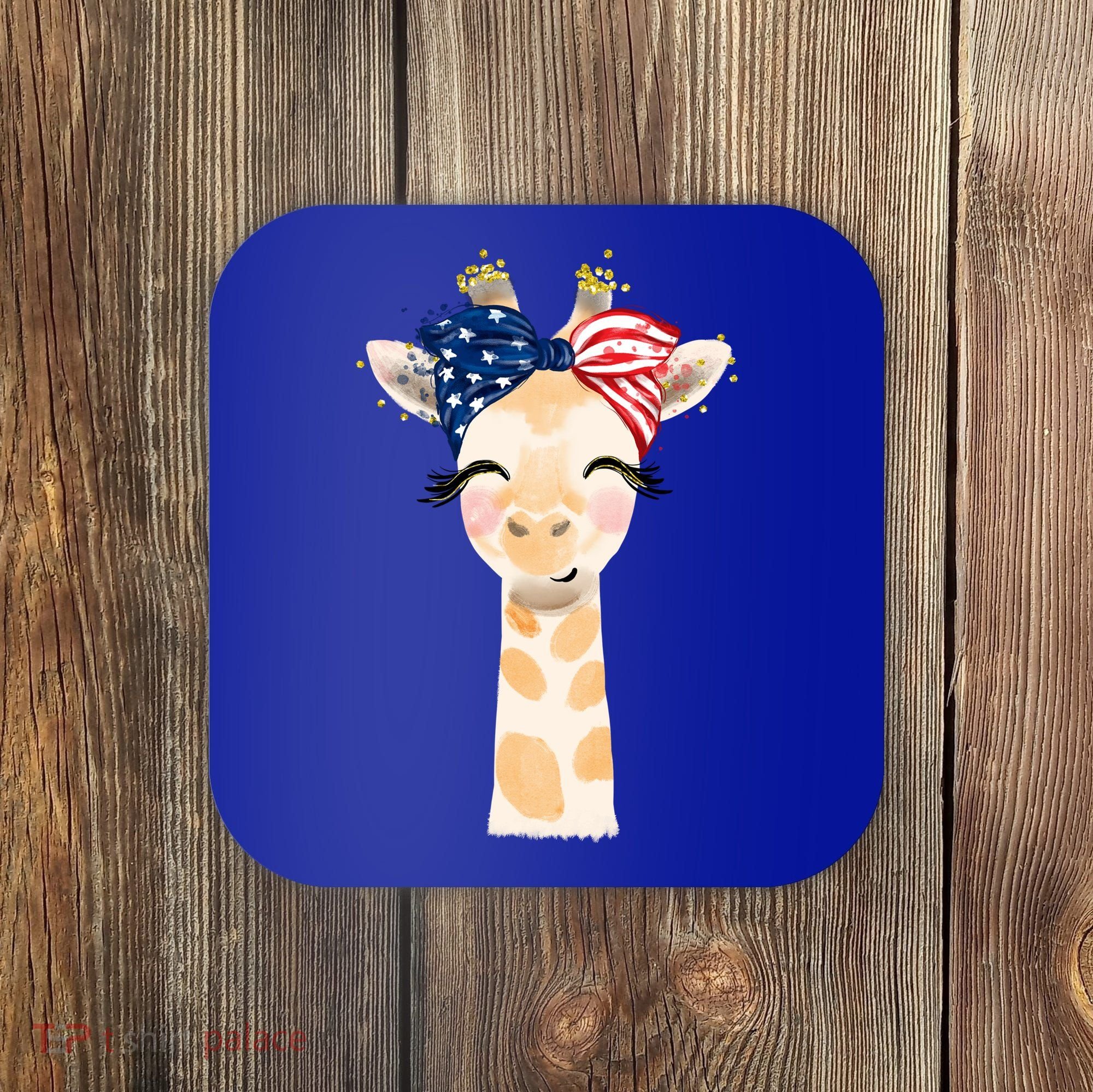 4th Of July Usa Giraffe Cute Coaster