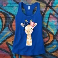 4th Of July Usa Giraffe Cute Women's Tank Top thumb 3