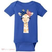 4th Of July Usa Giraffe Cute Baby Bodysuit thumb 0