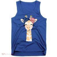 4th Of July Usa Giraffe Cute Tank Top thumb 0
