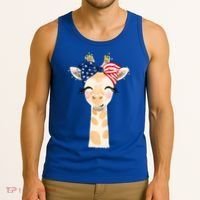 4th Of July Usa Giraffe Cute Tank Top thumb 3