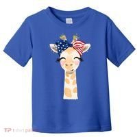 4th Of July Usa Giraffe Cute Toddler T-Shirt thumb 0