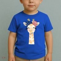4th Of July Usa Giraffe Cute Toddler T-Shirt thumb 2