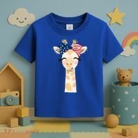 4th Of July Usa Giraffe Cute Toddler T-Shirt thumb 3