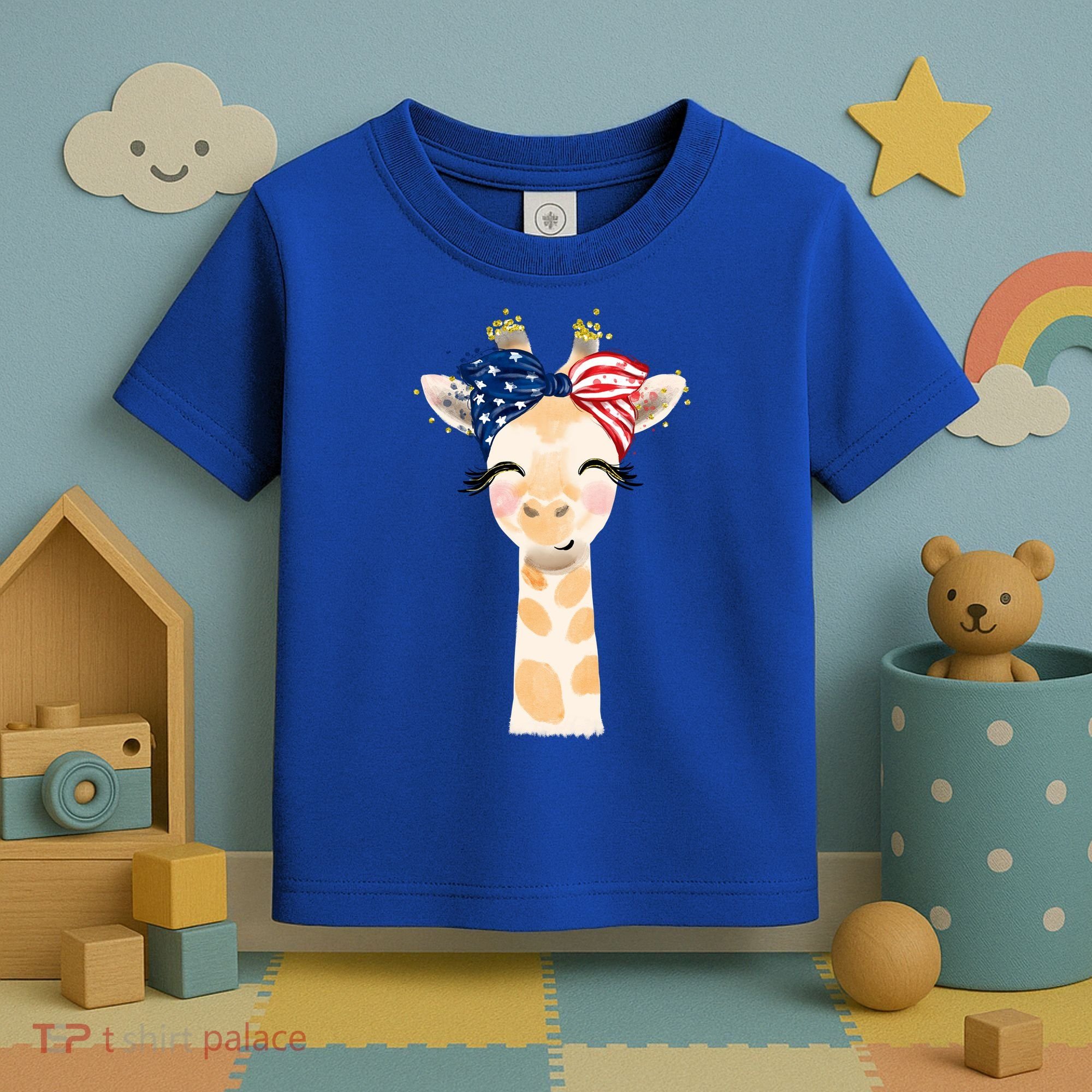 4th Of July Usa Giraffe Cute Toddler T-Shirt